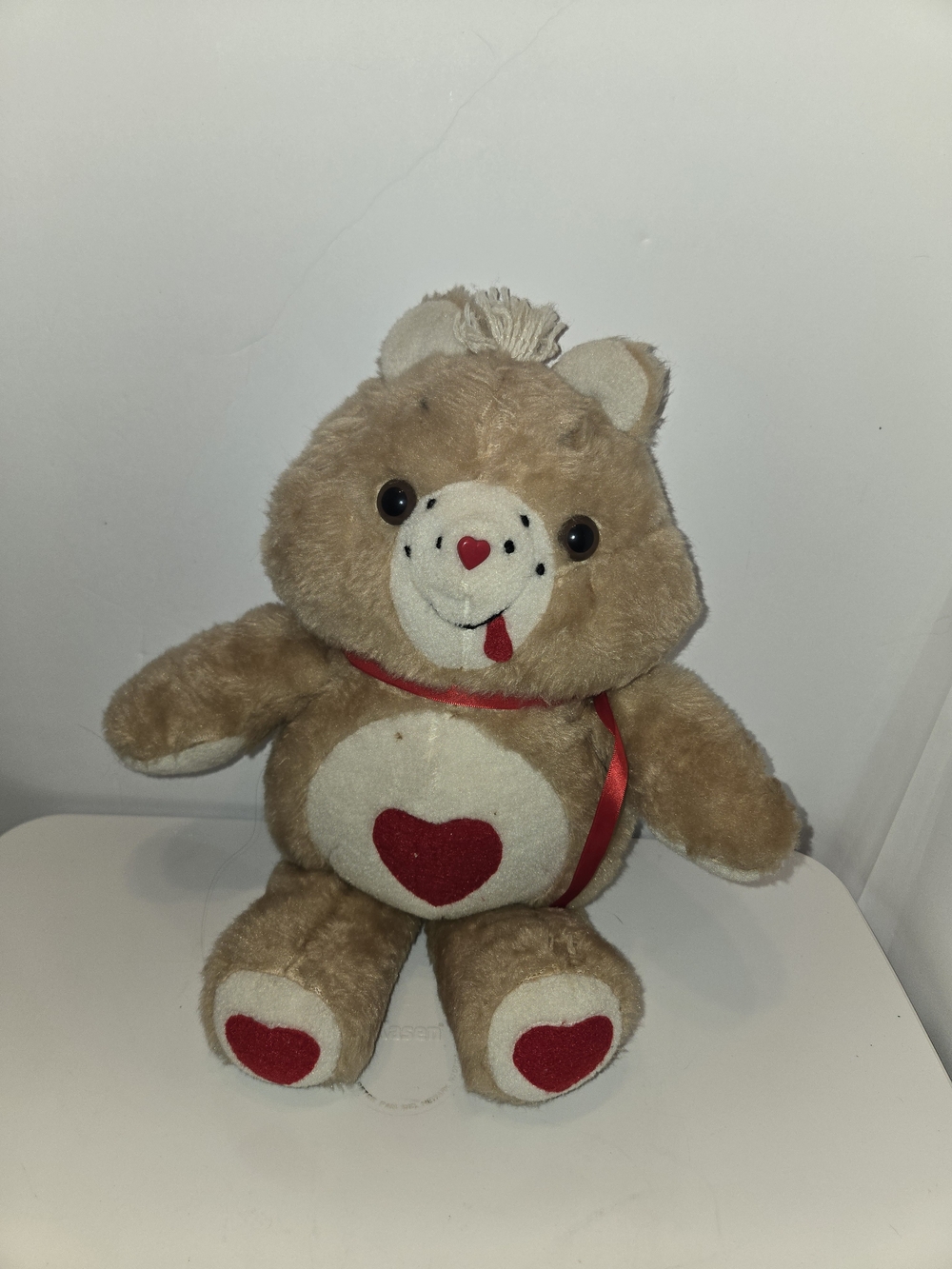 Vtg 1980s Care Bear Knockoff Bootleg Plush Felt Tongue Tenderheart Fakie Rare